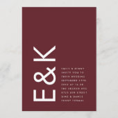Ultra Modern Bold Big Monogram Burgundy Maroon Kaart (Voorkant)