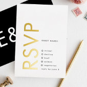 Ultra Modern Bold Big Monogram Gold TWO RSVP Folie Uitnodiging