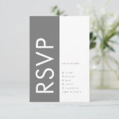 Ultra Modern Bold Big Monogram Gray Weddenschap RSVP Kaartje (Staand voorkant)