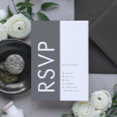 Ultra Modern Bold Big Monogram Gray Weddenschap RSVP Kaartje
