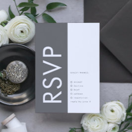 Ultra Modern Bold Big Monogram Gray Weddenschap RSVP Kaartje