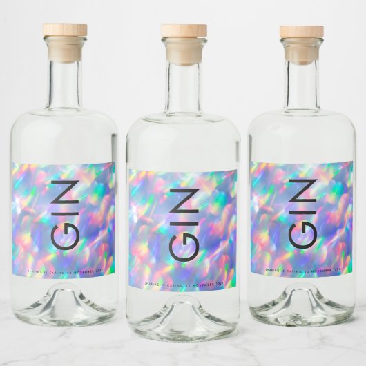 Ultra Modern Bold Big Monogram Iridescent Gin Likeurfles Etiket (Flessen)
