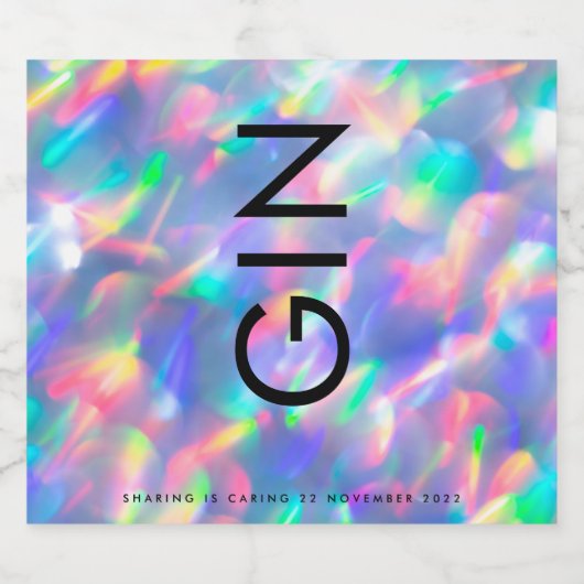 Ultra Modern Bold Big Monogram Iridescent Gin Likeurfles Etiket (Enkel label)