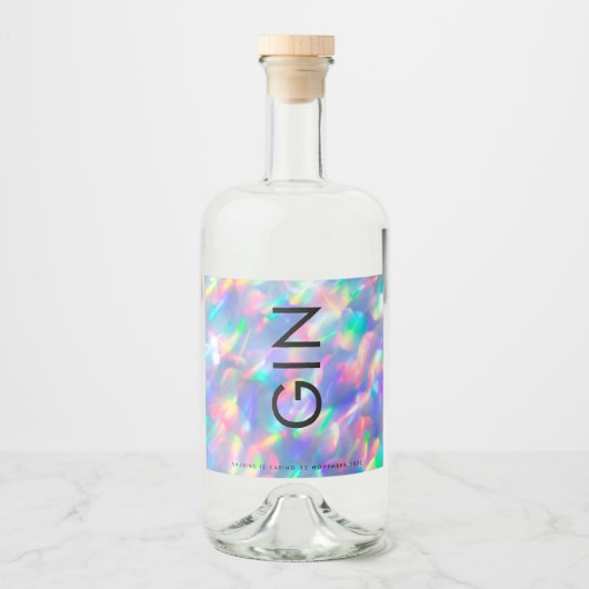 Ultra Modern Bold Big Monogram Iridescent Gin Likeurfles Etiket (Voorkant)