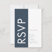 Ultra Modern Bold Big Monogram Navy Blue Wedding RSVP Kaartje (Voorkant)