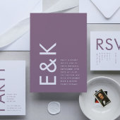 Ultra Modern Bold Big Monogram Paars Weddenschap Kaart