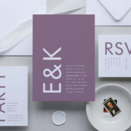 Ultra Modern Bold Big Monogram Paars Weddenschap Kaart