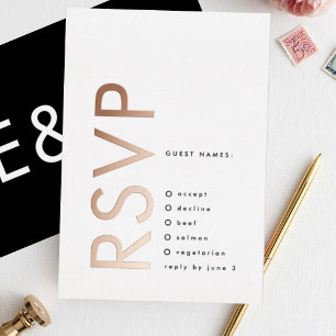 Ultra Modern Bold Big Monogram ROOS Gold TWO RSVP Folie Uitnodiging