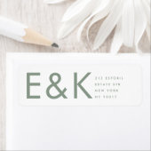 Ultra Modern Bold Big Monogram Sage Green Wedding Etiket (Insitu)