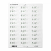 Ultra Modern Bold Big Monogram Sage Green Wedding Etiket (Full Sheet)