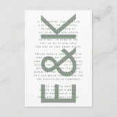 Ultra Modern Bold Big Monogram Sage Green Wedding Informatiekaartje (Voorkant)