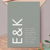 Ultra Modern Bold Big Monogram Sage Green Wedding Kaart