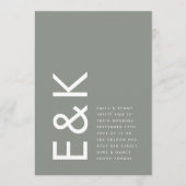 Ultra Modern Bold Big Monogram Sage Green Wedding Kaart (Voorkant)