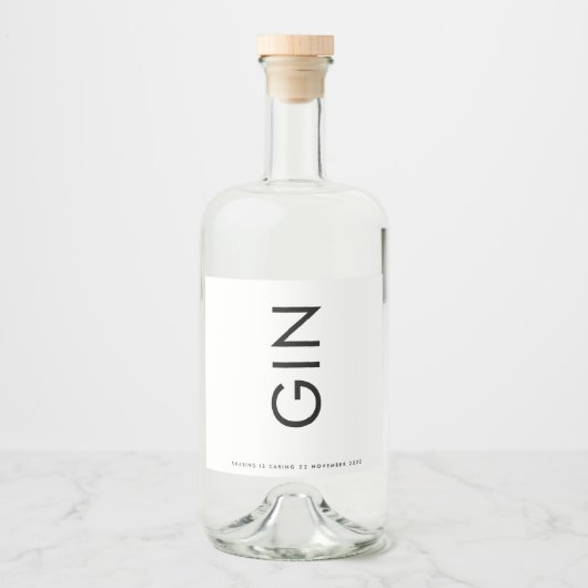 Ultra Modern Bold Big Monogram Simple Gin Likeurfles Etiket (Voorkant)