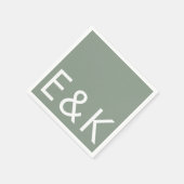 Ultra Modern Bold Big Monogram Simple Sage Green Servet (Hoek)