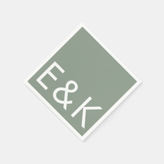 Ultra Modern Bold Big Monogram Simple Sage Green Servet (Hoek)