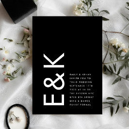 Ultra Modern Bold Big Monogram Simple Weddenschap Kaart