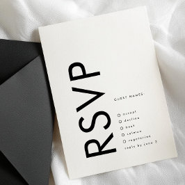 Ultra Modern Bold Big Monogram Simple Weddenschap RSVP Kaartje