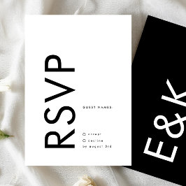 Ultra Modern Bold Big Monogram Simple Weddenschap RSVP Kaartje