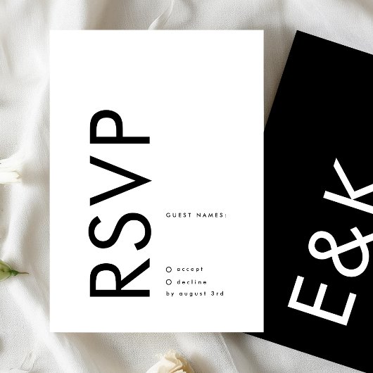 Ultra Modern Bold Big Monogram Simple Weddenschap RSVP Kaartje