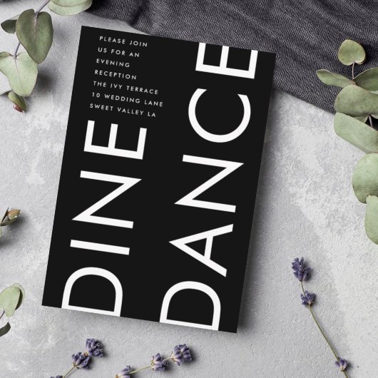 Ultra Modern Bold Big NAME DINE DANCE Wedding Informatiekaartje