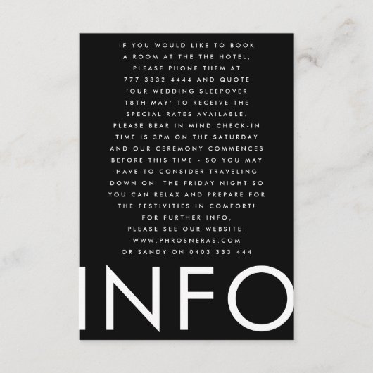 Ultra Modern Bold Big NAME Simple Wedding Informatiekaartje (Voorkant)