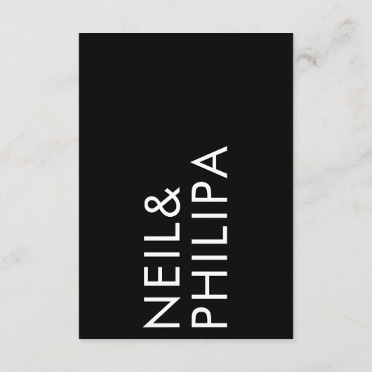 Ultra Modern Bold Big NAME Simple Wedding Informatiekaartje (Achterkant)