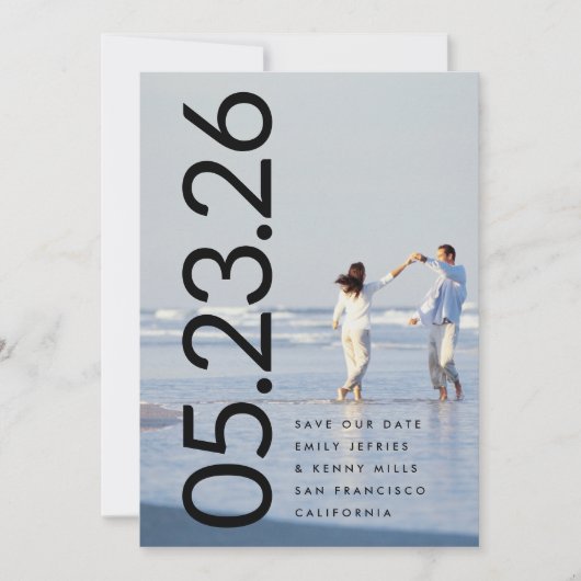Ultra Modern Bold Big Premium foto Bold DATE Save The Date (Voorkant)