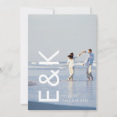 Ultra Modern Bold Big White Monogram Save The Date (Voorkant)