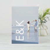 Ultra Modern Bold Big White Monogram Save The Date (Staand voorkant)