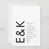 Ultra Modern Bold Big White Monogram Save The Date (Achterkant)