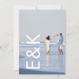 Ultra Modern Bold Big White Monogram Save The Date