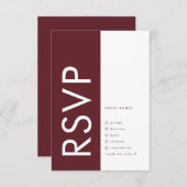 Ultra Modern Bold Burgundy Maroon Monogram Weddens RSVP Kaartje (Voorkant / Achterkant)