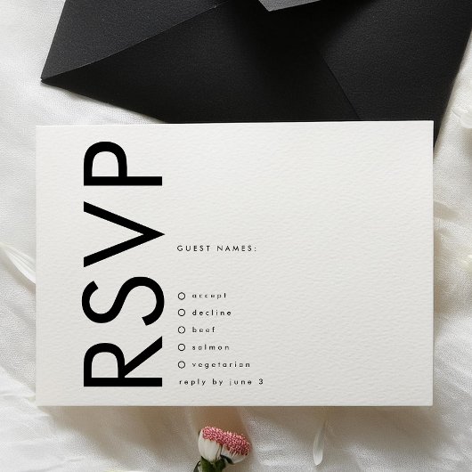 Ultra Modern Bold Groot Monogram Minimalistische B RSVP Kaartje