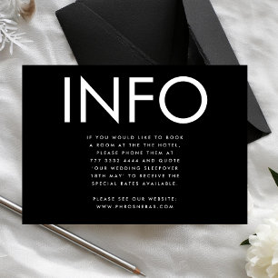 Ultra Modern Bold Grote INFO Bruiloft Details Informatiekaartje