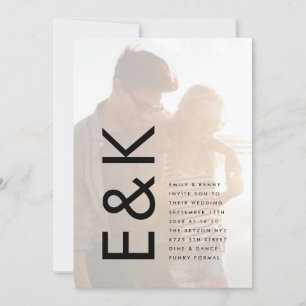 Ultra Modern Bold Monogram Fotobedekking Trouwen Kaart