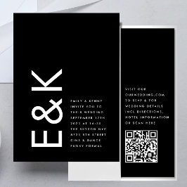 Ultra Modern Bold Monogram QR CODE RSVP Weddenscha Kaart