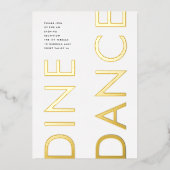 Ultra Modern Bold Monogram Weddenschap GOLD DANCE Folie Uitnodiging (Voorkant)