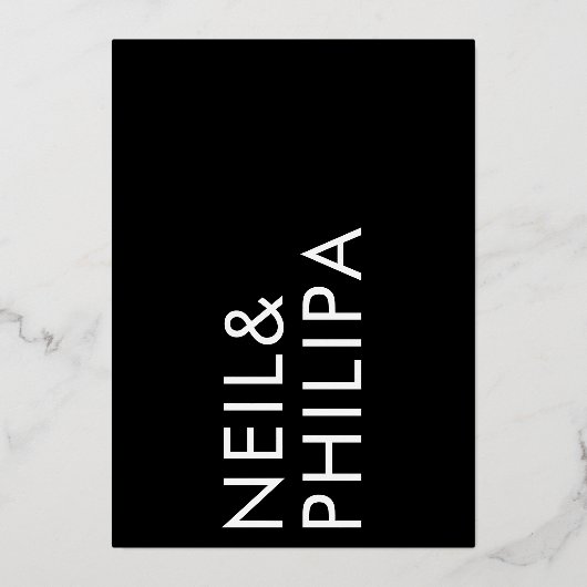 Ultra Modern Bold Monogram Weddenschap GOLD Enclos Folie Uitnodiging (Achterkant)