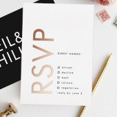 Ultra Modern Bold Names 2 x RSVP ROOS GOLD Folie Uitnodiging
