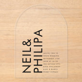 Ultra Modern Bold NAMES Eenvoudig huwelijk Acryl Uitnodigingen (Voorkant)