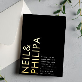 Ultra Modern Bold NAMES Eenvoudig huwelijk Folie Uitnodiging