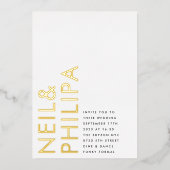 Ultra Modern Bold NAMES Eenvoudig huwelijk Folie Uitnodiging (Voorkant)