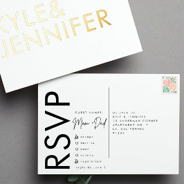 Ultra Modern Bold Names RSVP GOLD FOIL BRIEFKAART
