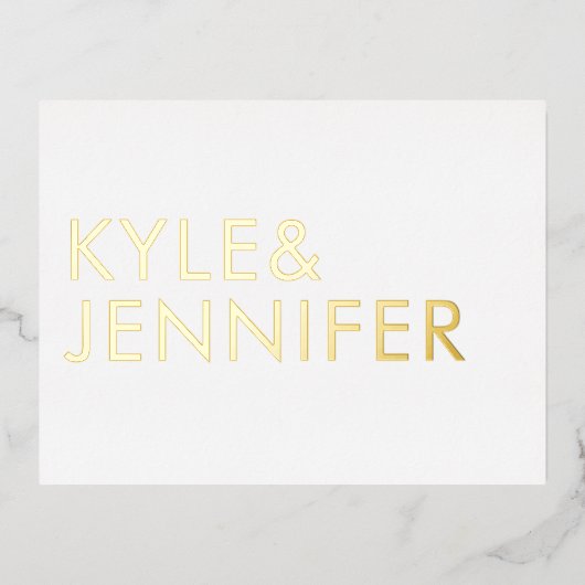 Ultra Modern Bold Names RSVP GOLD FOIL BRIEFKAART (Voorkant)