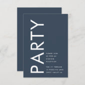 Ultra Modern Bold Navy Blue Monogram Weddenschap Informatiekaartje (Voorkant / Achterkant)