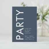 Ultra Modern Bold Navy Blue Monogram Weddenschap Informatiekaartje (Staand voorkant)