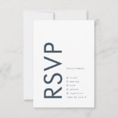 Ultra Modern Bold Navy Blue Monogram Weddenschap RSVP Kaartje (Voorkant)