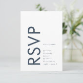 Ultra Modern Bold Navy Blue Monogram Weddenschap RSVP Kaartje (Staand voorkant)
