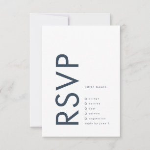 Ultra Modern Bold Navy Blue Monogram Weddenschap RSVP Kaartje